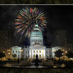 Arch and Courthouse With Fireworks #1...