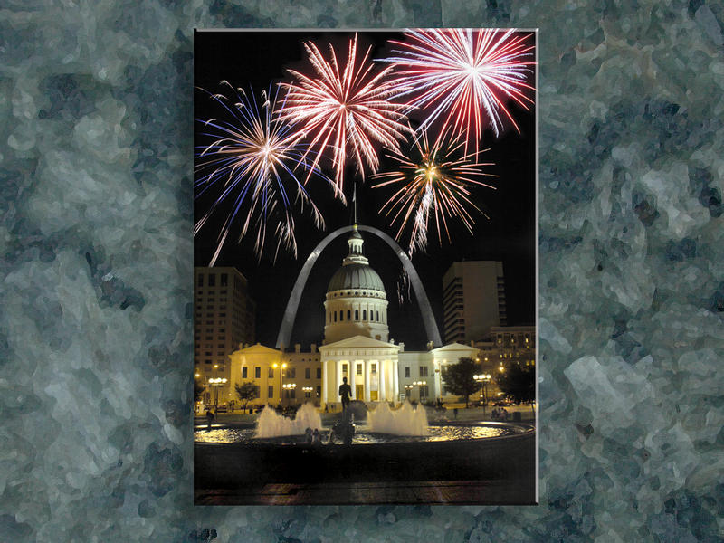 Arch and Courthouse With Fireworks #2...