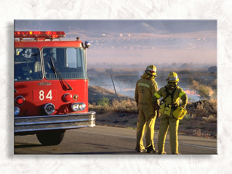 Fireman Fighting Desert fires Near Lancaster CA...